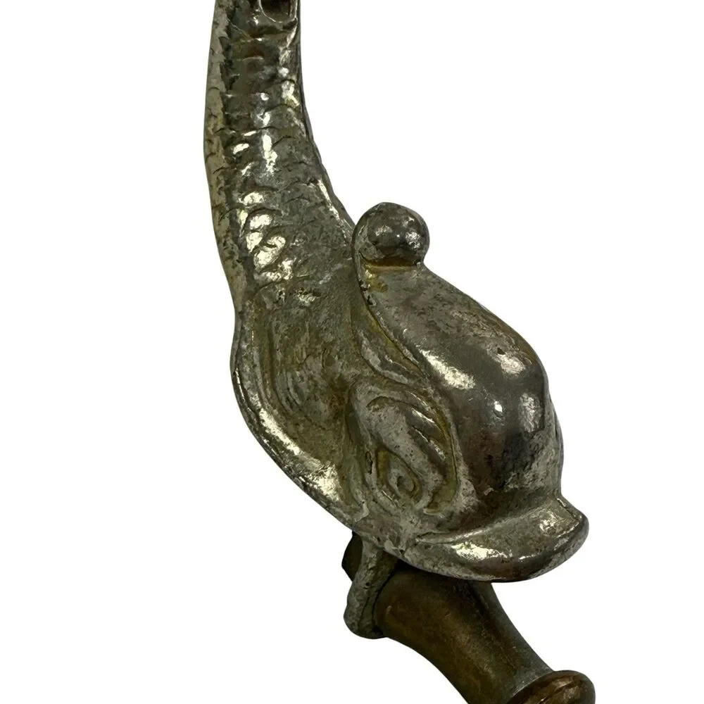 Vintage Koi Fish Dolphin Heraldic Brass Towel Bar Rack Holder MCM 14.5W